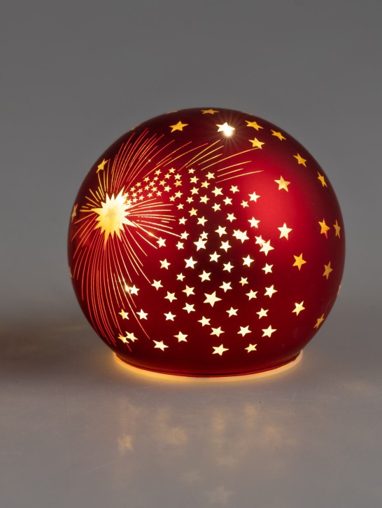 Formano Weihnachtskugel Deko Kugel LED Standkugel 10 cm Spirit rot mit Licht