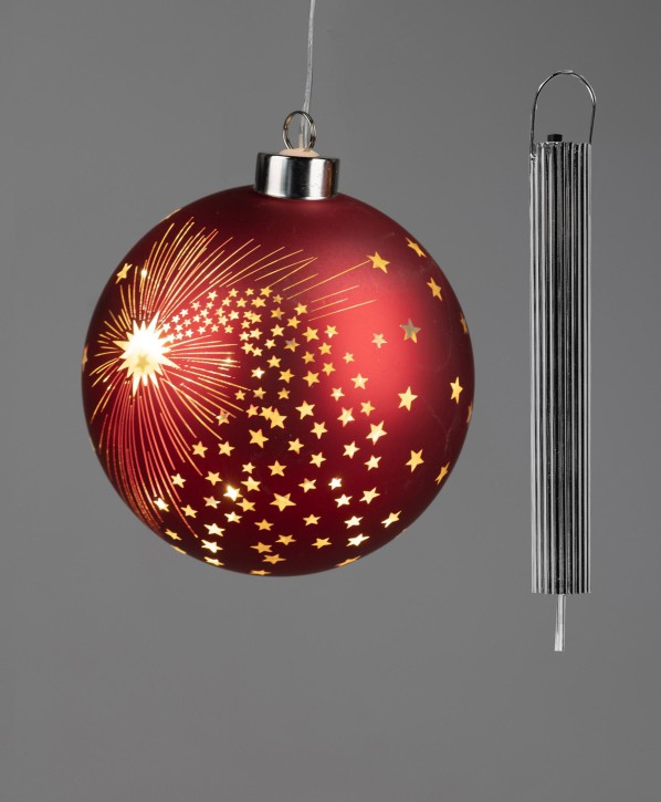 Formano Weihnachtskugel Deko Kugel Hängekugel LED Lampe Weihnachten  10 cm Spirit rot mit Licht