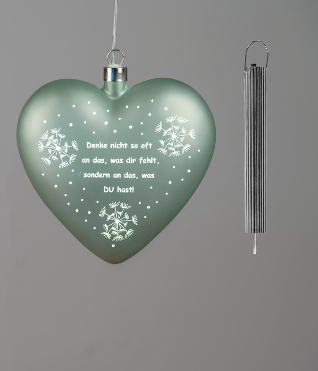 Dekoration  Beleuchtete Deko-Herz hängend 12cm mit Spruch: Denke nicht so oft an das