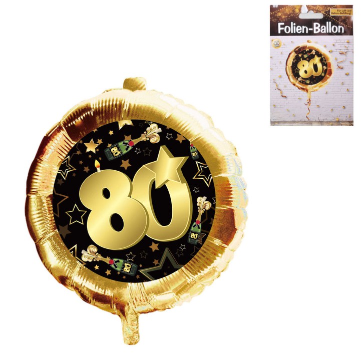 Folien-Ballon 80 schwarz/gold Geschenke zum 80. Geburtstag