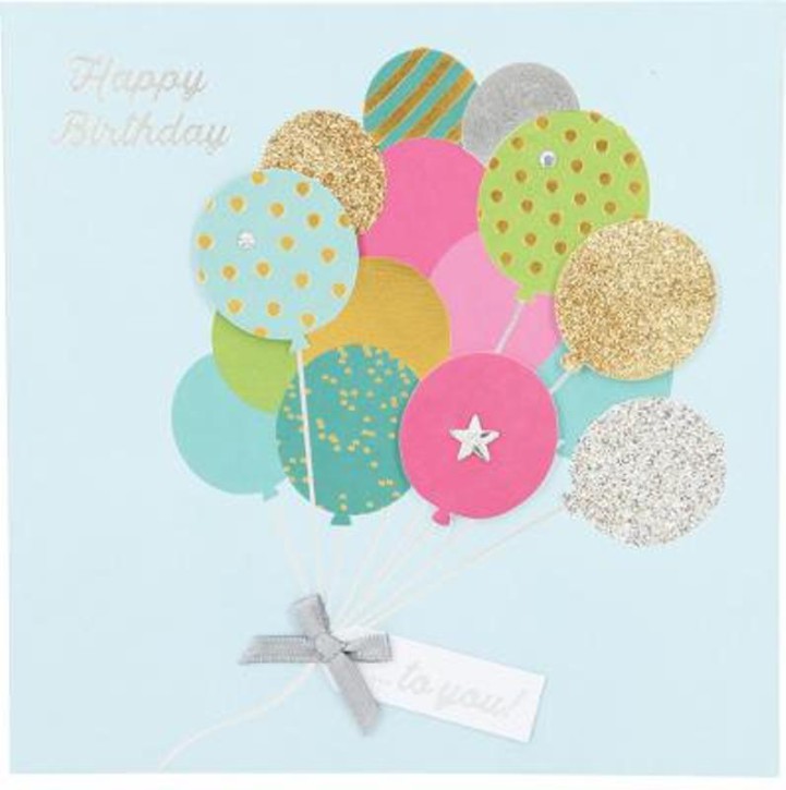 Glamour Glitzer Grußkarte Klappkarte mit Umschlag Happy Birthday 021,quadratisch