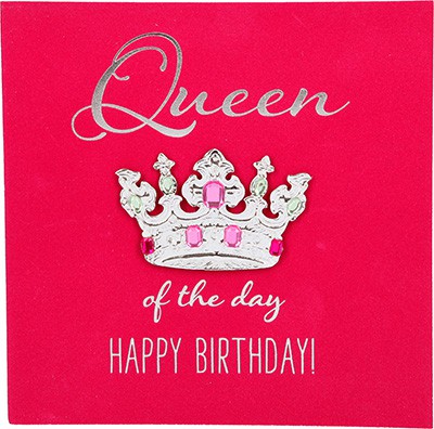 Glamour Glitzer Grußkarte Klappkarte mit Umschlag Queen of the day Happy Birthday  ,quadratisch 029