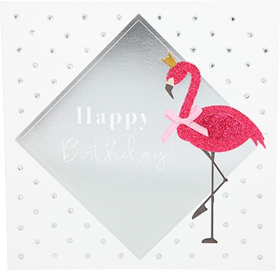 Glamour Glitzer Grußkarte Klappkarte mit Umschlag Happy Birthday  ,quadratisch 035