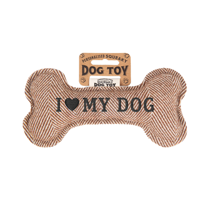 Quietschender Hunde Knochen form-Hundespielzeug I love my dog -brown
