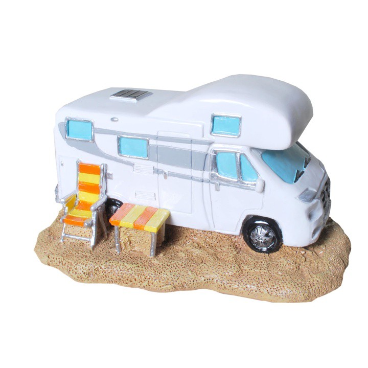 Spardose Sparschwein "Wohnmobil am Strand" mit Propfen Poly, 8x16 cm Spardose Sparschwein "Wohnmobil am Strand" mit Propfen Poly, 8x16 cm