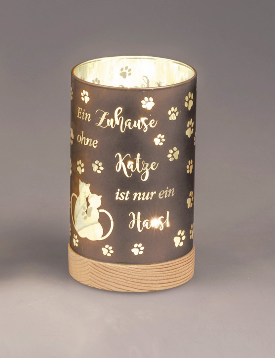 Dekoration 1 Stück Deko-Licht 15cm - Ein zu Hause ohne Katze ist nur ein Haus