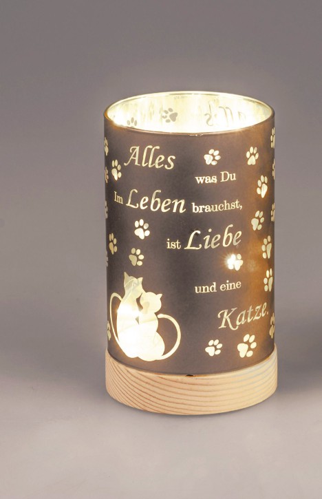 1 Stück Deko-Licht 15cm - Alles was Du im Leben brauchst,ist Liebe und eine Katze