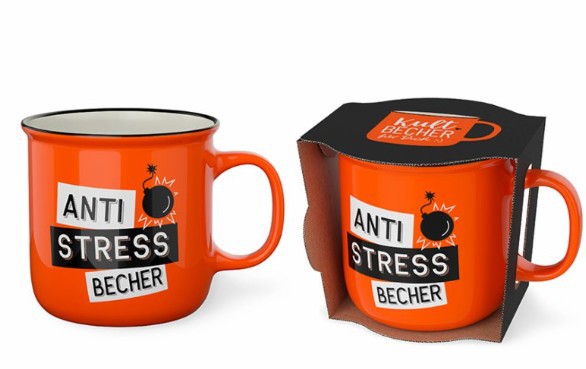 Tasse Becher Keramik Orange, 250 ml, Tasse mit Spruch, 1 Stück - Antistress