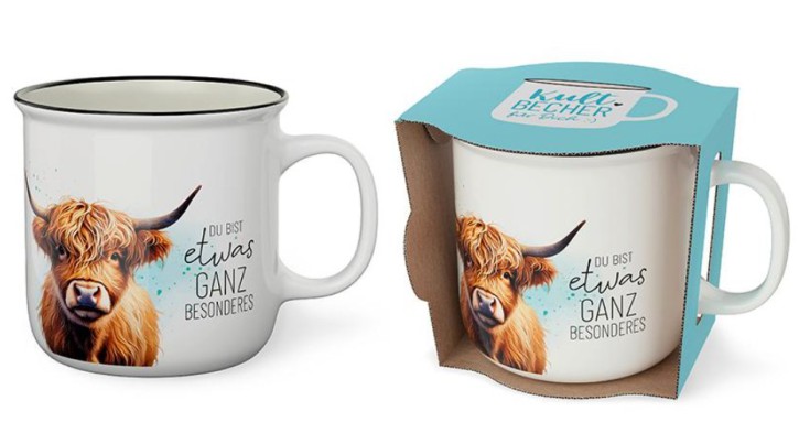 Tasse Becher Keramik weiss, 250 ml, Tasse mit Spruch Rind, 1 Stück - Du bist etwas