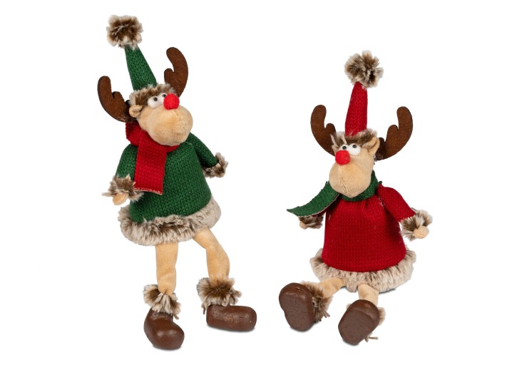 2 Figuren Dekoration   Skulptur Santa Elch Kantensitzer 20 cm