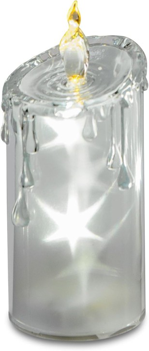  1xLED Kerze Acryl mit Sternen 7x24 cm 3LEDs Stern Stimmungsleuchte 