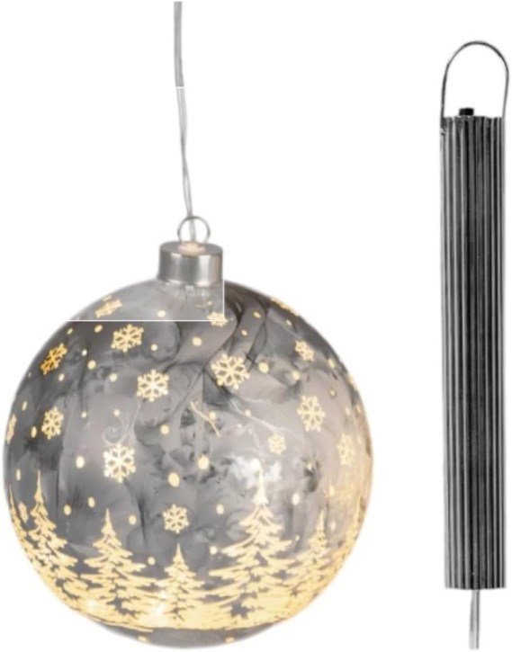 Deko Kugel Hängekugel LED Lampe Weihnachten 10 cm Frosty matt Gold !!!mit Licht- Farbe ist nicht richtig dargestellt