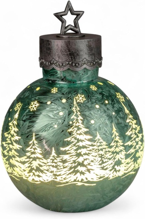 LED Deko-Kugel Frosty Mint 30 cm Farb-Glaskugel Ice-Optik Timer 6h /18h beleuchtet - inkl. Batteriebetrieben