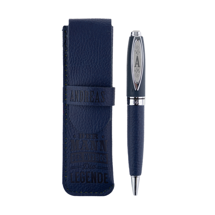 Bamboo Persönlicher  Kuli Kugelschreiber Stift mit Namen o. Spruch Personalisiertes Etui Monogramm-Design persönliches Geschenk (Kuli Andreas )