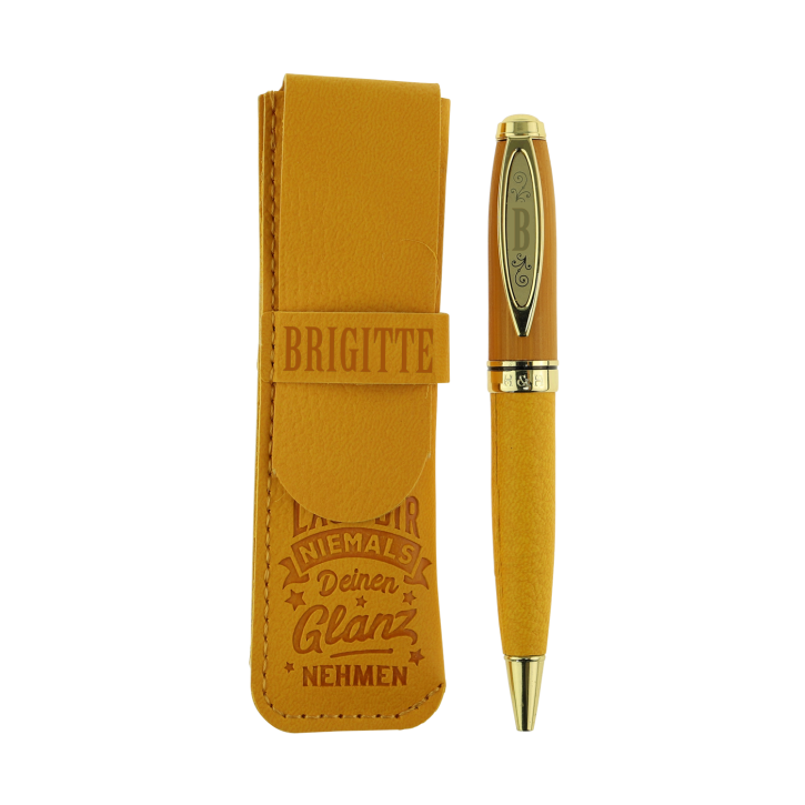 Bamboo Persönlicher  Kuli Kugelschreiber Stift mit Namen o. Spruch Personalisiertes Etui Monogramm-Design persönliches Geschenk (Kuli Brigitte )