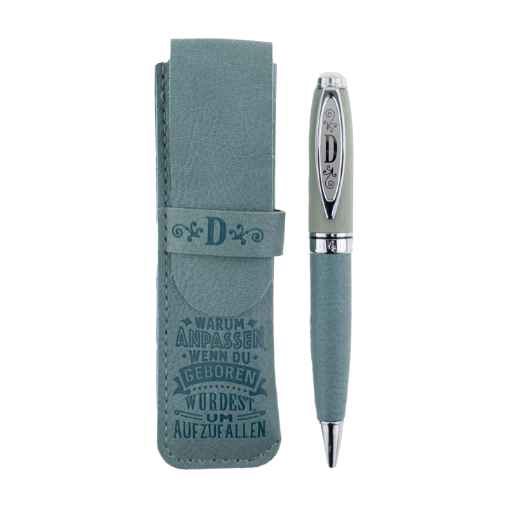 Bamboo Persönlicher  Kuli Kugelschreiber Stift mit Namen o. Spruch Personalisiertes Etui Monogramm-Design persönliches Geschenk (Kuli D)