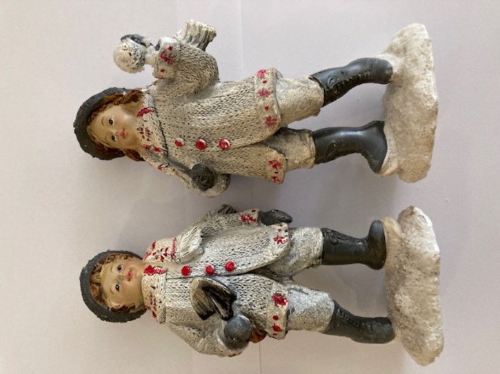1 Set Weihnachten Deko Figuren Kinder  Junge und Mädchen- Weihnachtskinder Winterkinder