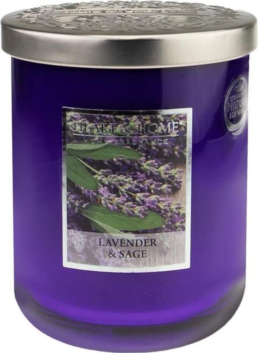 Heart & Home Grosse Duftkerze im Glas Duftnote Lavender & Sage (Lavendel&Salbei) 340g Inhalt: 0,34 Kilogramm (97,03Euro/ 1 Kilogramm)