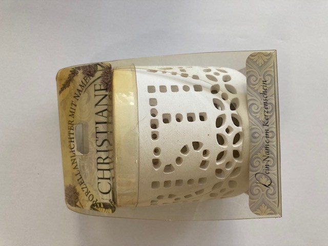 Porzellanlicht Teelichtleuchter mit Namen Christiane