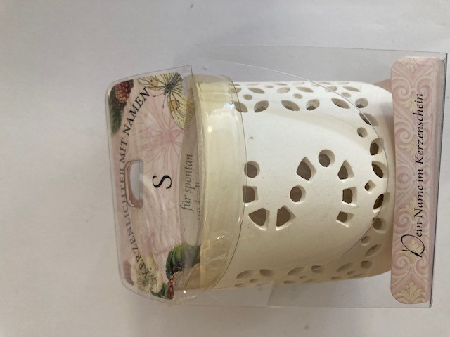 Porzellanlicht Teelichtleuchter mit Namen Buchstabe S