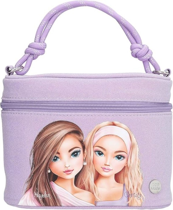 TOPModel Beauty and Me Kosmetikkoffer, Lila, mit Glitzer, Spiegel und Einsteckfächern