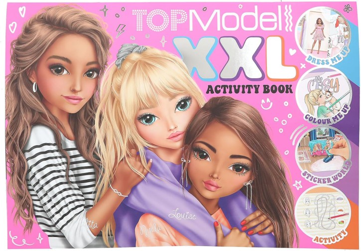 TOPModel XXL Activity Malbuch für Mädchen, Kreativbuch mit Stickern und Ausmalvorlagen