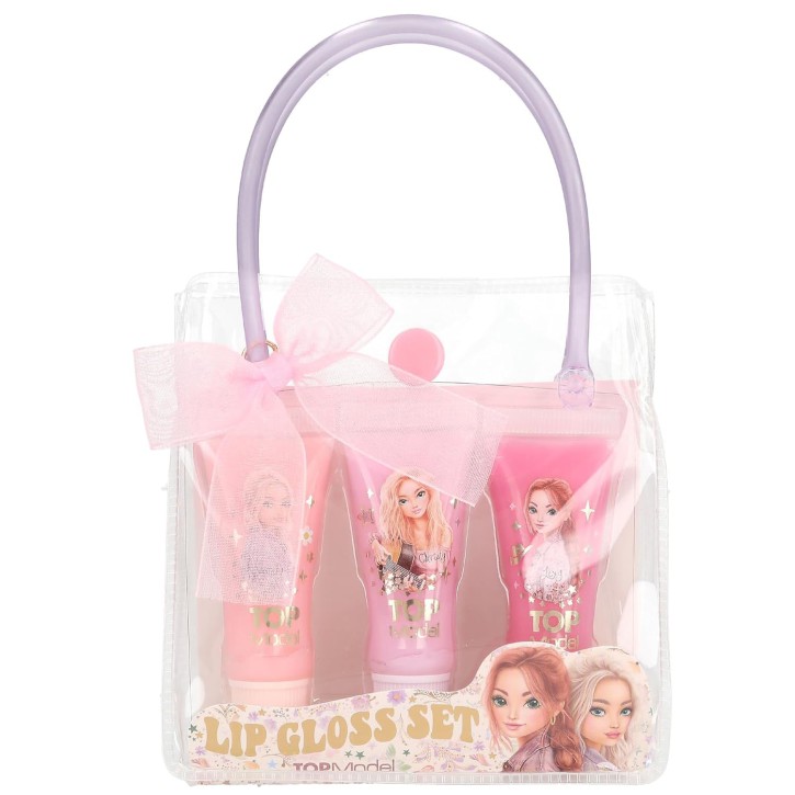 TOPModel Cowgirl Lipgloss Set mit Täschchen, 3 Tuben je 9 ml, mit Henkel und Schleifchen