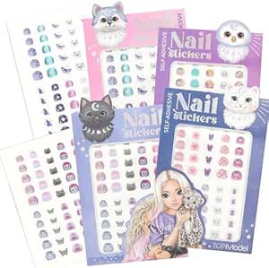 TOPModel Nagelsticker Beauty and Me, 100 Sticker pro Set, mit Glitzereffekt, Abziehbare Nail Art Sticker, Lieferumfang 2 Sets