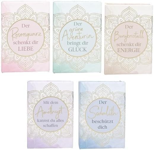 Herzanhänger - Edelsteine aus Sodalith, Rosenquarz, Aventurin, Bergkristall oder Amethyst - Lieferumfang  5 verschiedene Stück