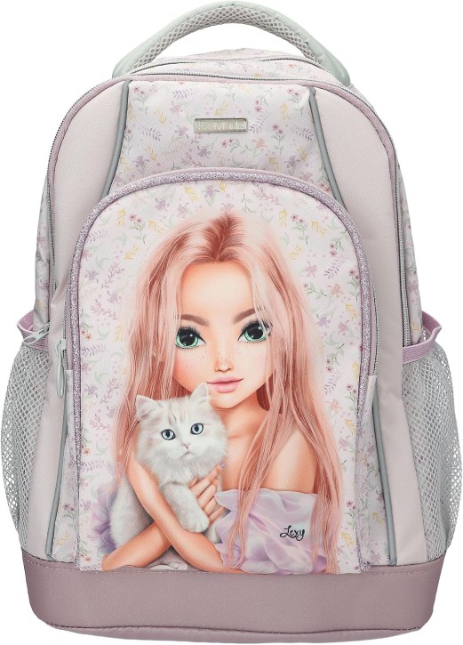 Depesche 13959 TOPModel Blooming Kitty - Schulrucksack in Flieder, mit Model-Katze-Motiv 