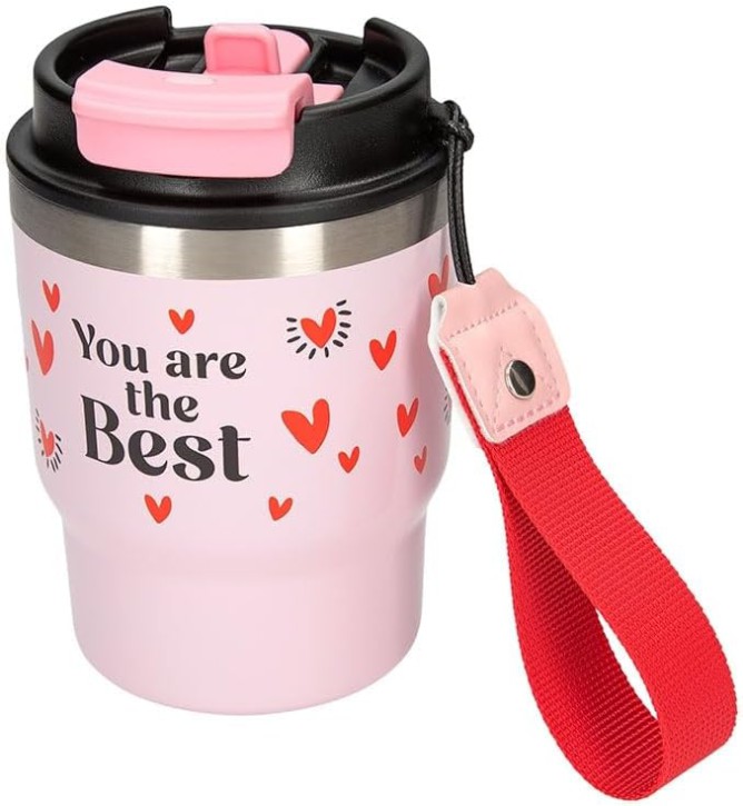 to-Go Becher aus Edelstahl, in Lila oder Rosa ca. 360 ml, Auswahl nach Verfügbarkeit