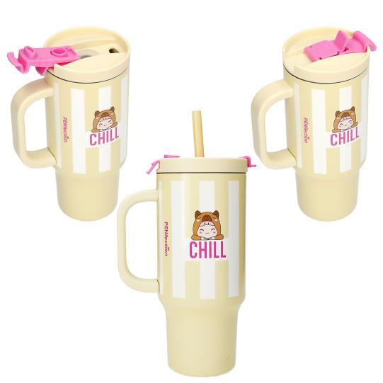  14141 PENFection To Go Becher mit Strohhalm Chill aus Edelstahl,Ca. 470 ml