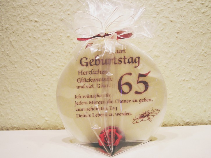 Geschenk Kerze zum 65. Geburtstag 215g Grundpreis 139,30€/kg