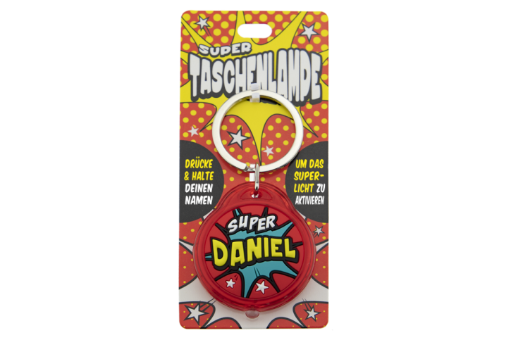 Schluesselanhaenger Super Taschenlampe mit Namen  Daniel -als Geschenk - individuell mit Namen und Spruch