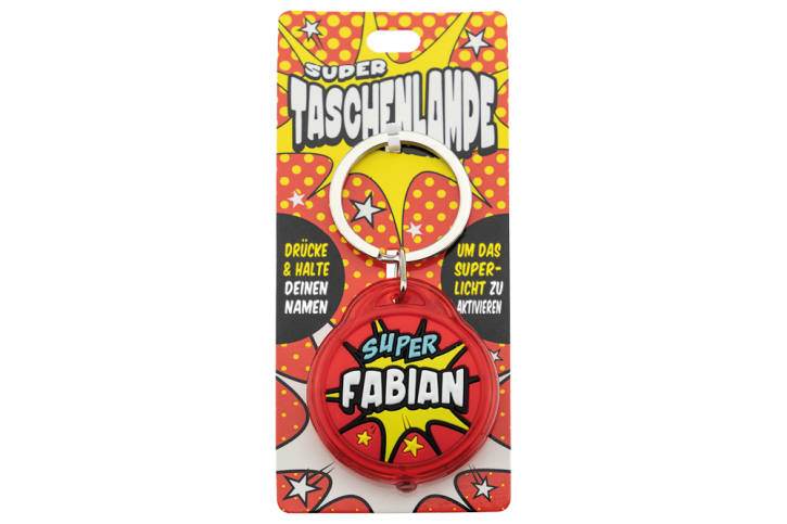 Schluesselanhaenger Super Taschenlampe mit Namen Fabian  -als Geschenk - individuell mit Namen und Spruch