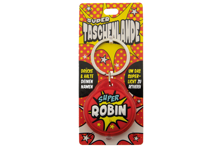 Schluesselanhaenger Super Taschenlampe mit Namen Robin    
