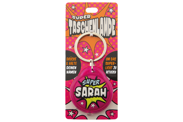 Schluesselanhaenger Super Taschenlampe mit Namen Sarah    
