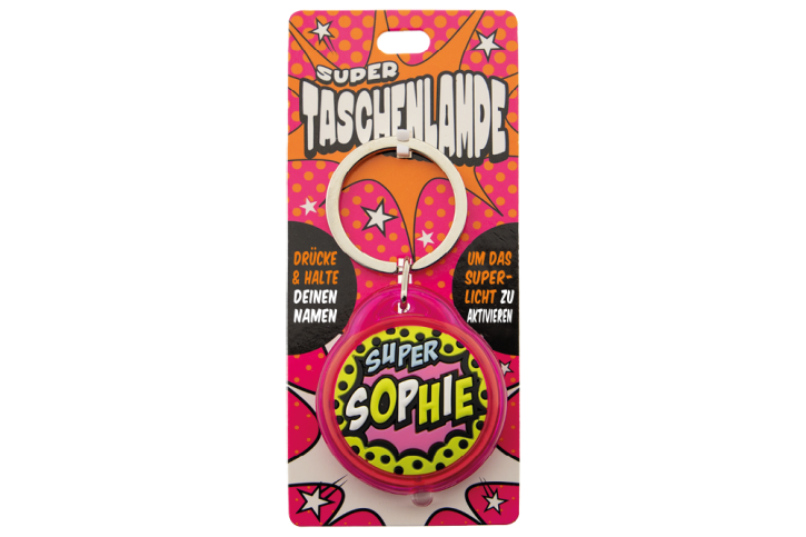 Schluesselanhaenger Super Taschenlampe mit Namen Sophie    