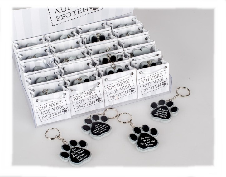 1 Stück Schlüsselanhänger in Papiertüte für Hundeliebhaber sortiert verschiedene Sprüche