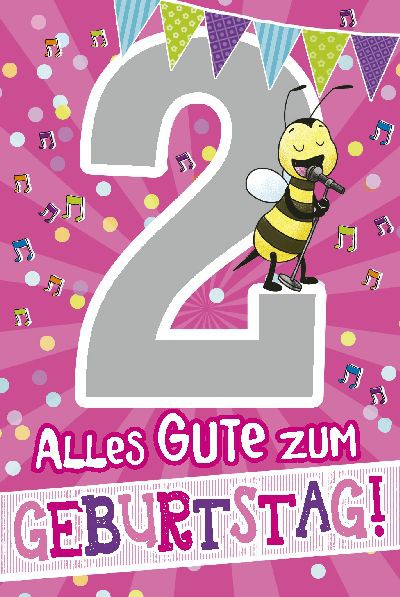 Depesche Zahlenkarten mit Musik 2 Alles Gute zum Geburtstag! - rosa