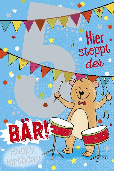 Depesche Zahlenkarten mit Musik 5 Hier steppt der Bär! Happy ...