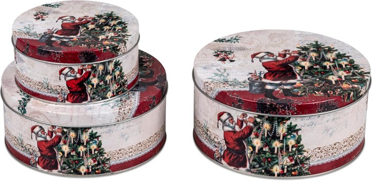 Dekoration Weihnachten Weihnachtskeksdose Weihachtsdose Dose Set 3Dosen Nostalgie Keksdose aus Blech Blechdose