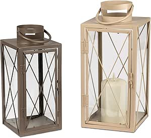 Dekorative Metall Laterne, Klassisches Design, Grau oder Beige