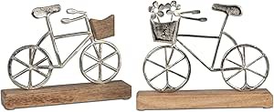 Fahrrad Deko 2er Set Fahrrad aus Aluminium und Mangoholz 20x17cm