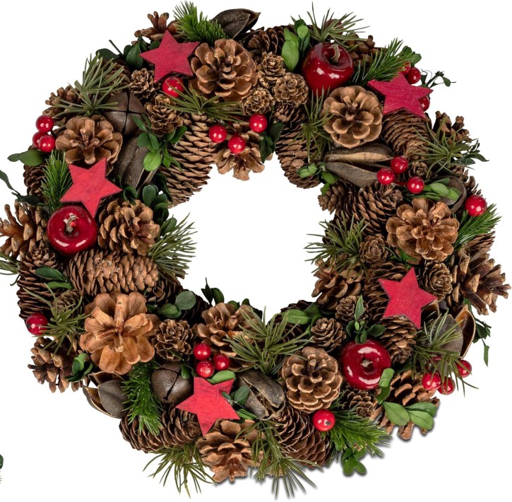 Deko Kranz Weihnachten Weihnachtskranz natur mit Zapfen 28cm