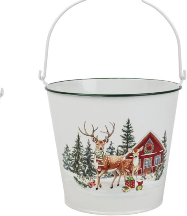 Dekorative Metall-Eimer mit Henkel ca.13x15cm  Weihnachten/Winter