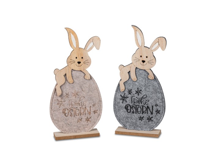 Dekoration zu Ostern- lustiger Hase auf Osterei 23cm aus Filz 1 von 2 Varianten