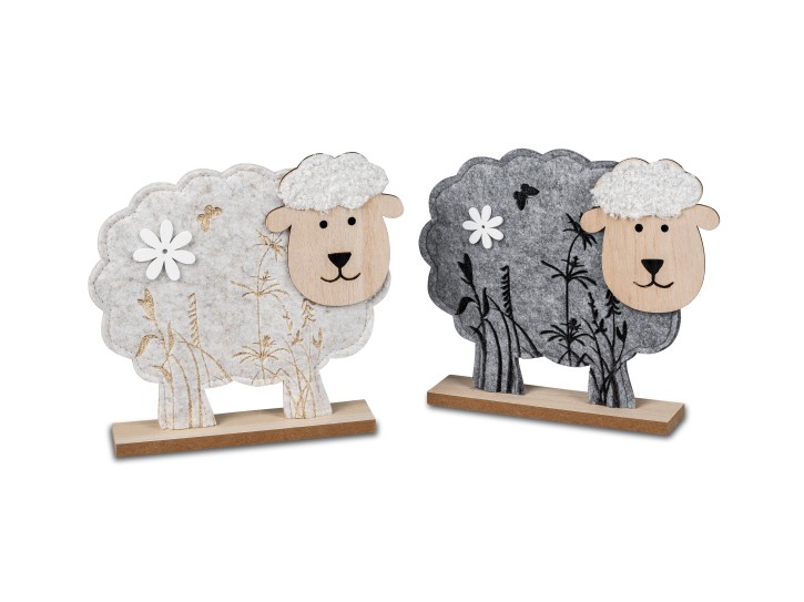 Dekoratives Osterschaf Filz Schaf mit Blume 1 Modell 14cm sortiert- Dekoration Ostern