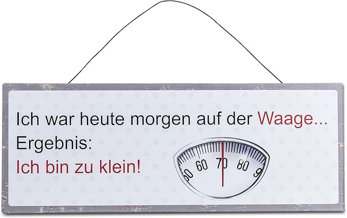 Wanddekoration Wandbild Schild Blechschild 40x15cm mit Spruch,- Waagen aus Metall gefertigt-Dekoschild Bild mit Draht-Aufhängung