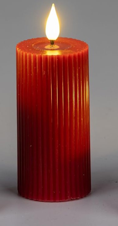 Formano LED-Wachskerze Kerze Streifen rot 5x8cm inklusive  Kerze mit Timerfunktion; für 3x AA Batterien 1,5V